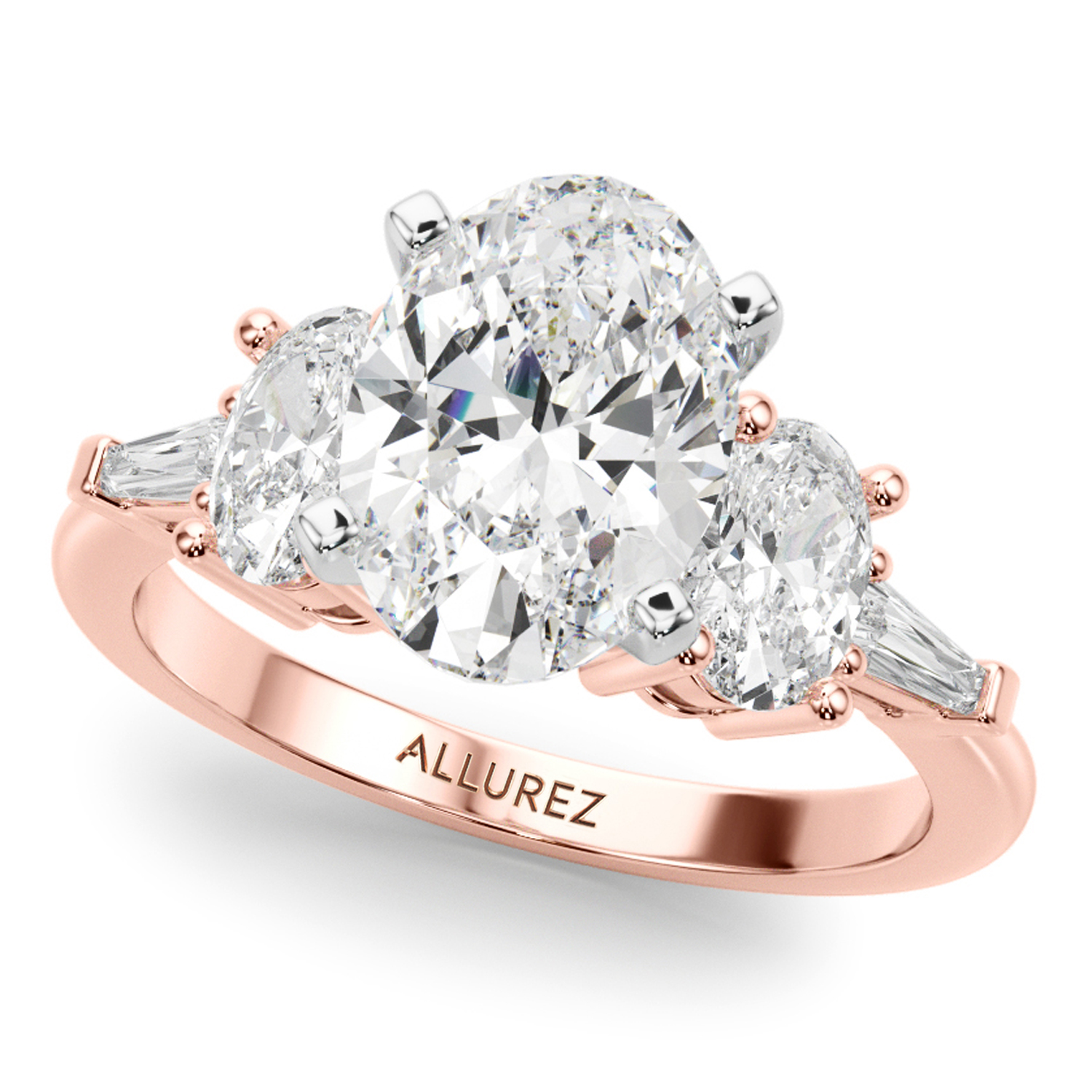 Oval Lab Grown Diamond Engagement Ring 18K Rose Gold (4.18ct)