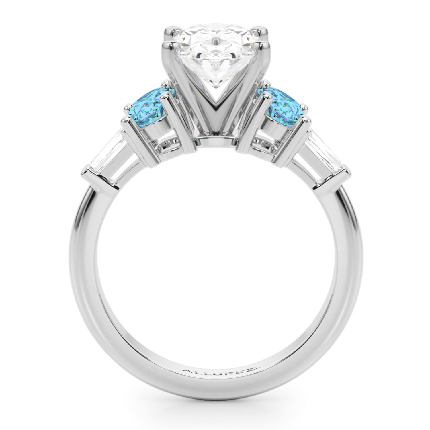 Oval Lab Grown Diamond & Blue Topaz Engagement Ring 14K White Gold (4.18ct)