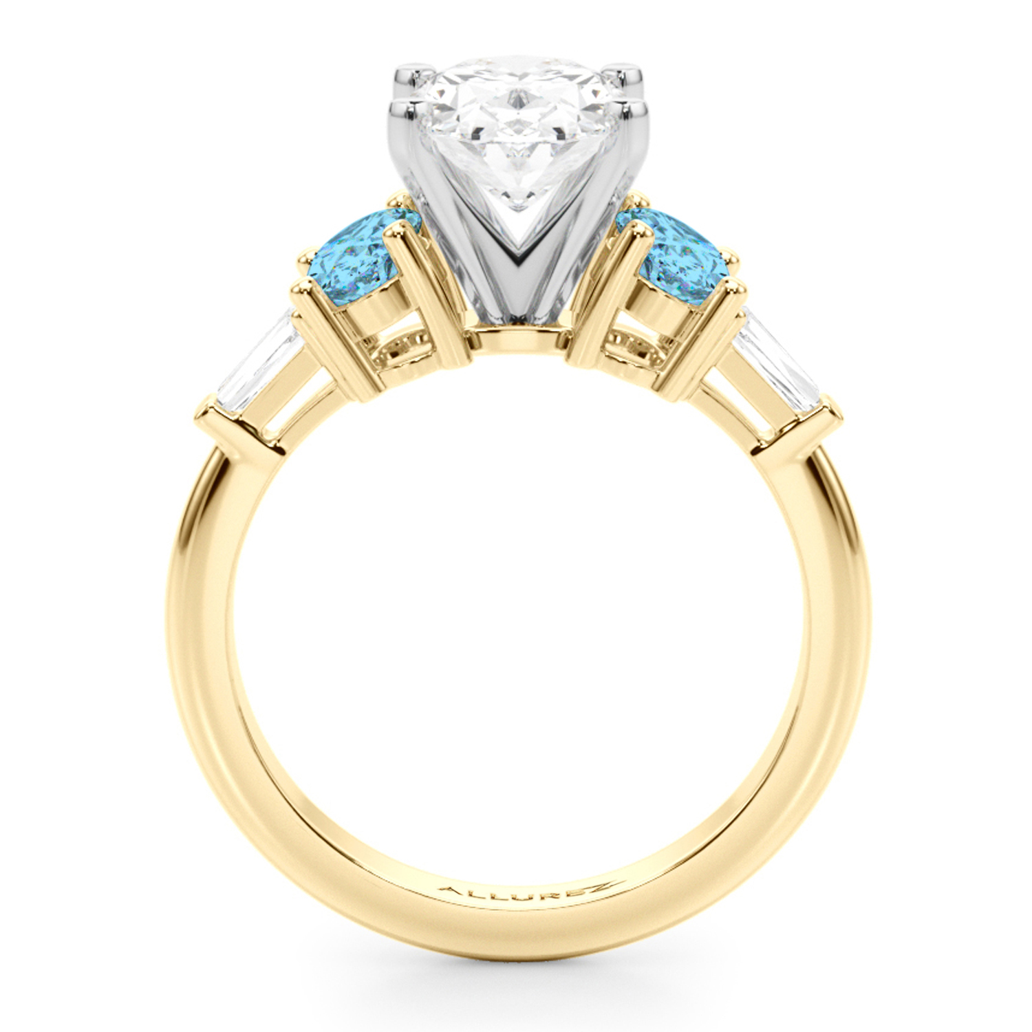 Oval Lab Grown Diamond & Blue Topaz Engagement Ring 14K Yellow Gold (4.18ct)