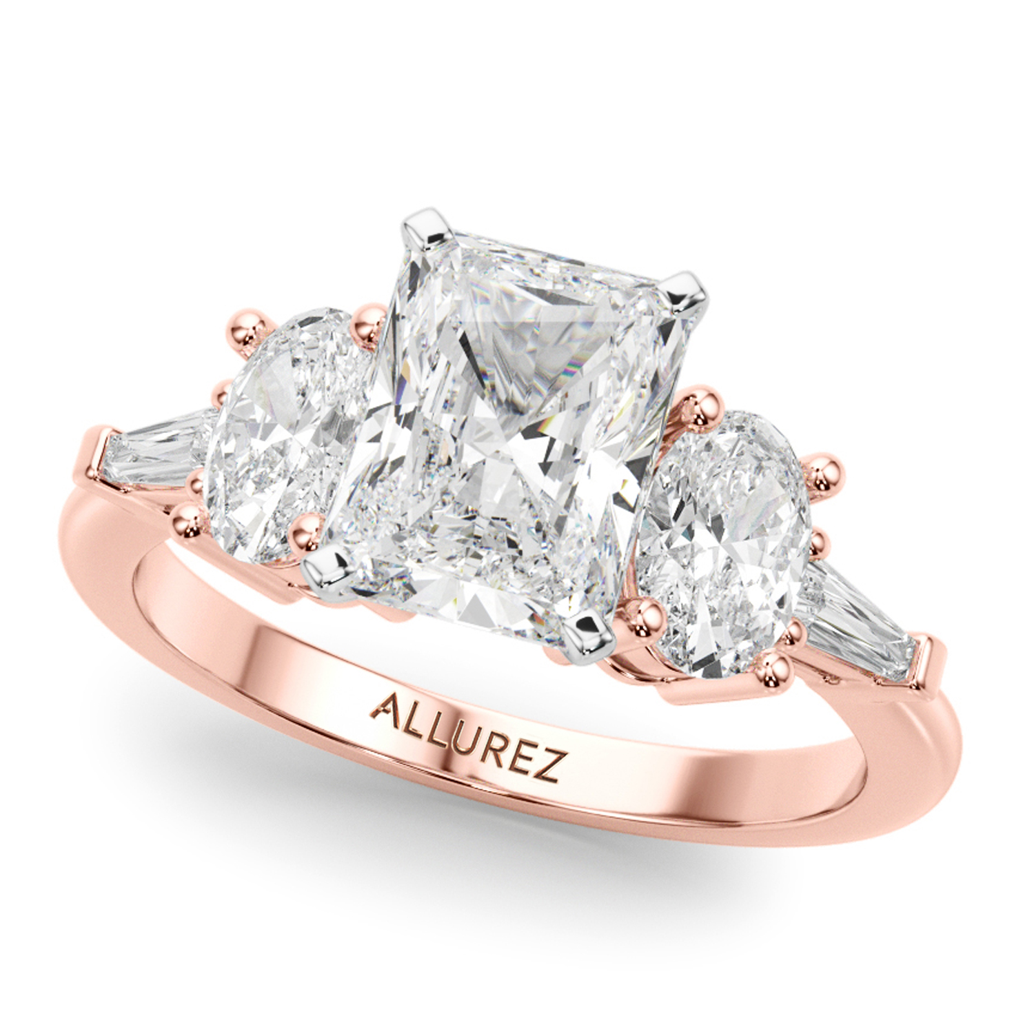 Radiant Lab Grown Diamond Engagement Ring 18K Rose Gold (4.18ct)