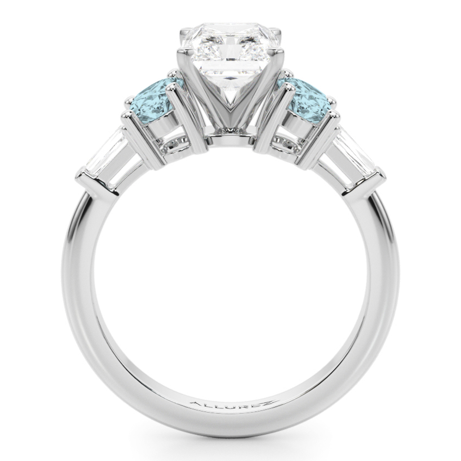 Radiant Lab Grown Diamond & Oval Aquamarine Engagement Ring 14K White Gold (3.98ct)