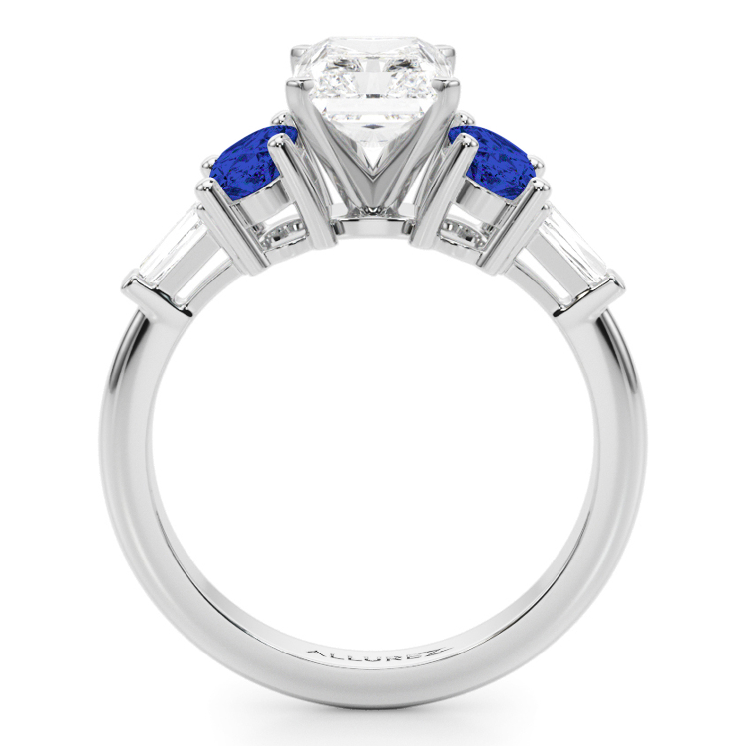 Radiant Lab Grown Diamond & Oval Blue Sapphire Engagement Ring 14K White Gold (4.32ct)