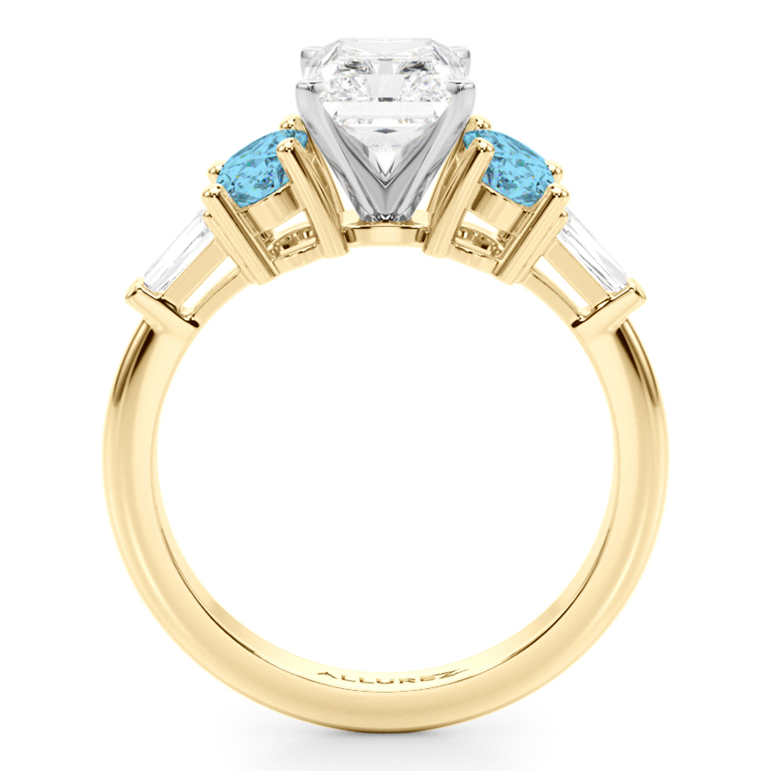 Radiant Lab Grown Diamond & Oval Blue Topaz Engagement Ring 14K Yellow Gold (4.18ct)