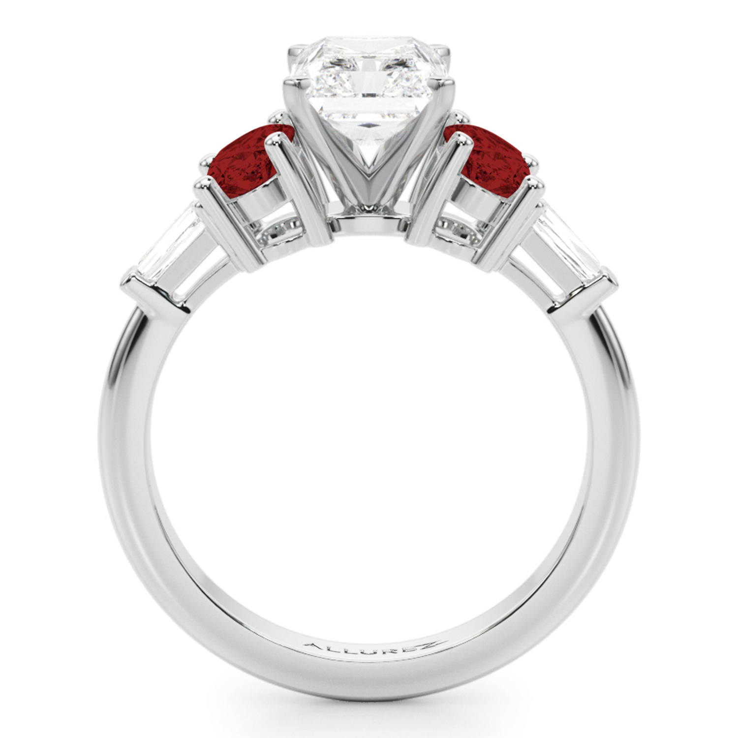 Radiant Lab Grown Diamond & Oval Garnet Engagement Ring 14K White Gold (4.18ct)