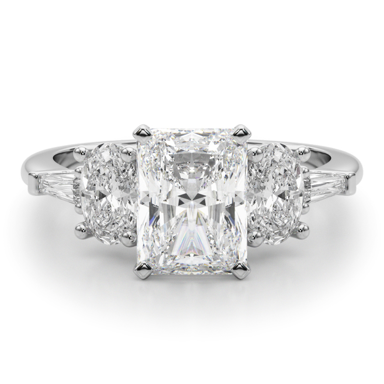 Radiant Lab Grown Diamond Engagement Ring in Palladium (4.18ct)