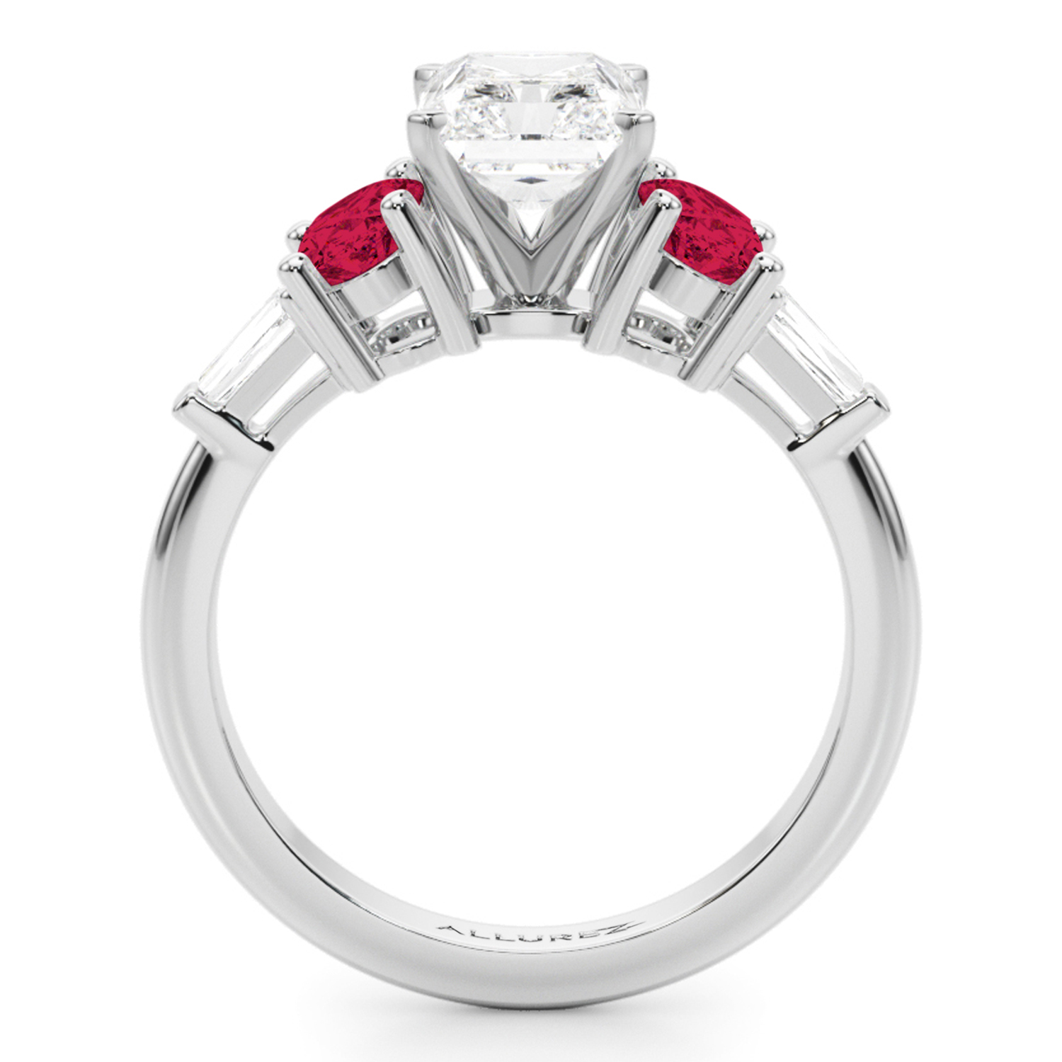Radiant Lab Grown Diamond & Oval Ruby Engagement Ring 14K White Gold (4.24ct)