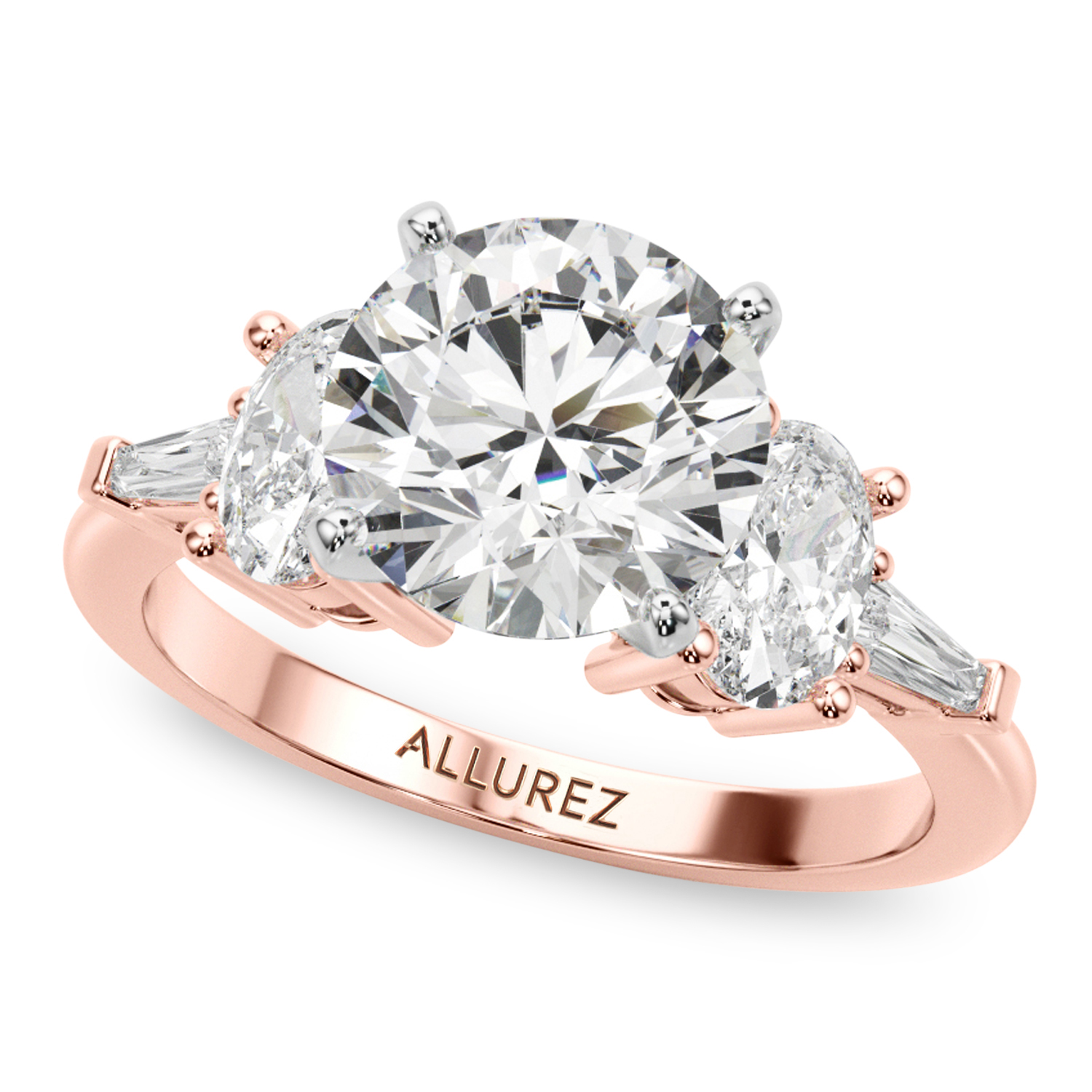 Round Lab Grown Diamond Engagement Ring Bridal Set 18K Rose Gold (4.93ct)