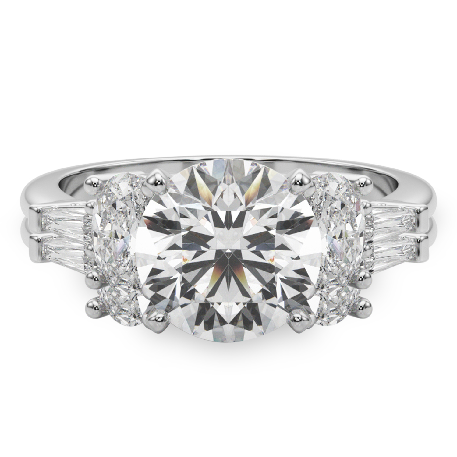 Round Lab Grown Diamond Engagement Ring Bridal Set in Palladium (4.93ct)