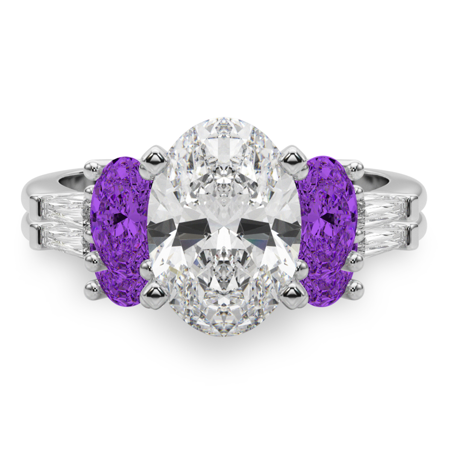 Buy African Amethyst and White Zircon 5.10 ctw Men's Ring in