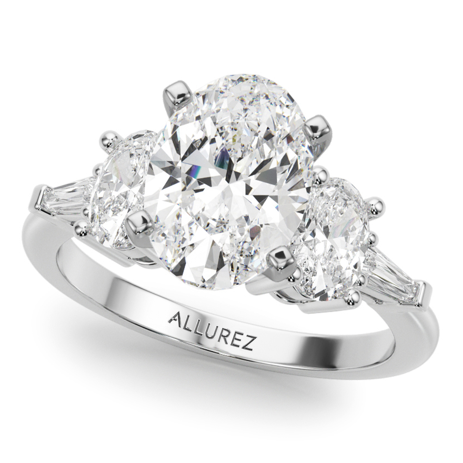 Oval Moissanite Diamond Engagement Ring Bridal Set 14K White Gold (4.93ct)