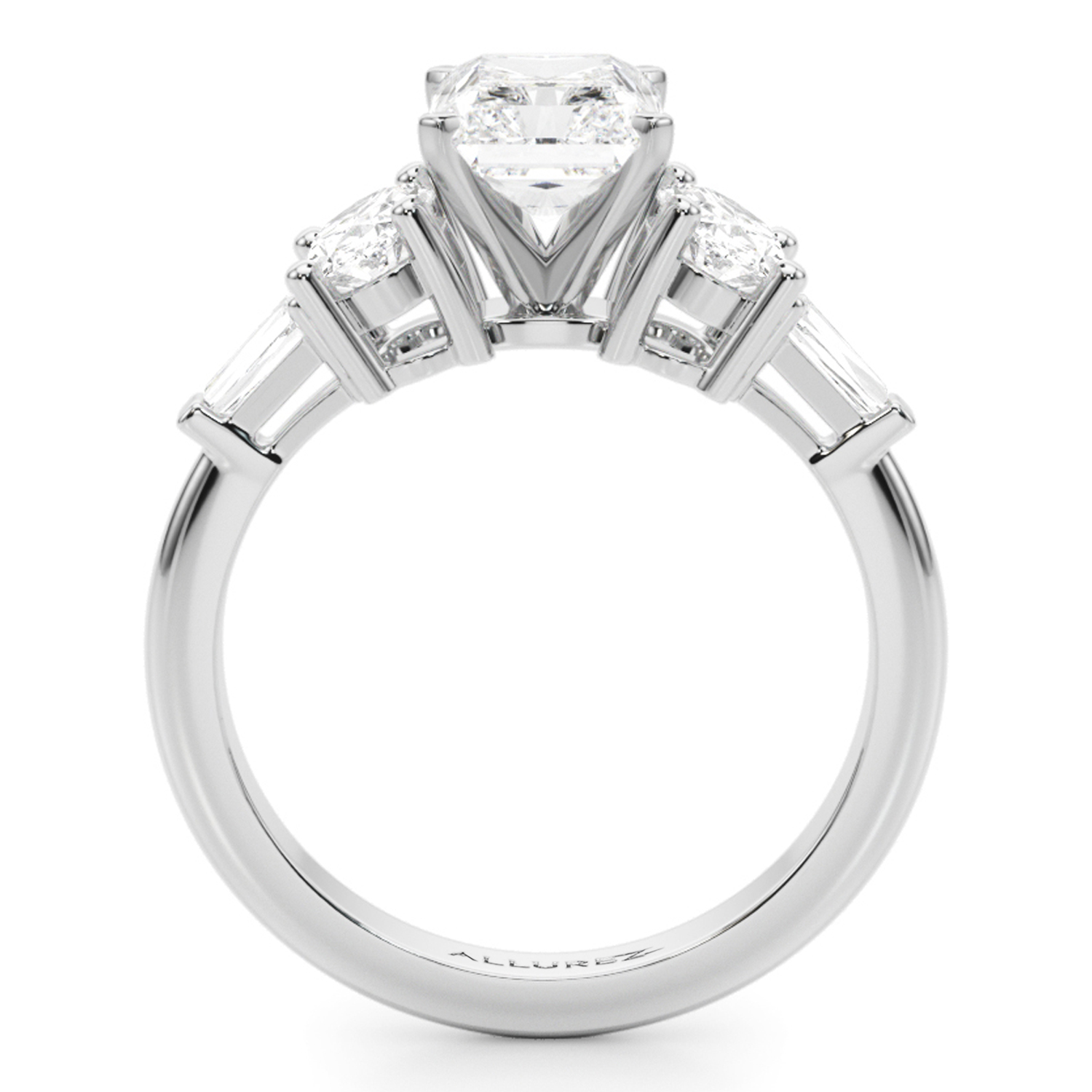 Radiant Moissanite Diamond Engagement Ring Bridal Set 18K White Gold (4.93ct)