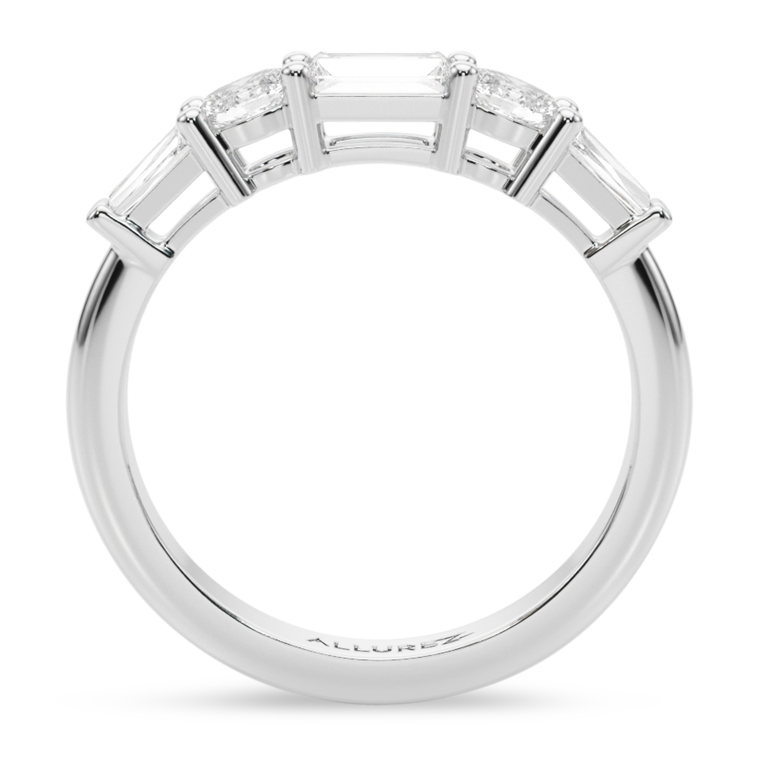 Baguette & Oval Lab Grown Diamond Wedding Ring Band in Palladium (0.75ct)