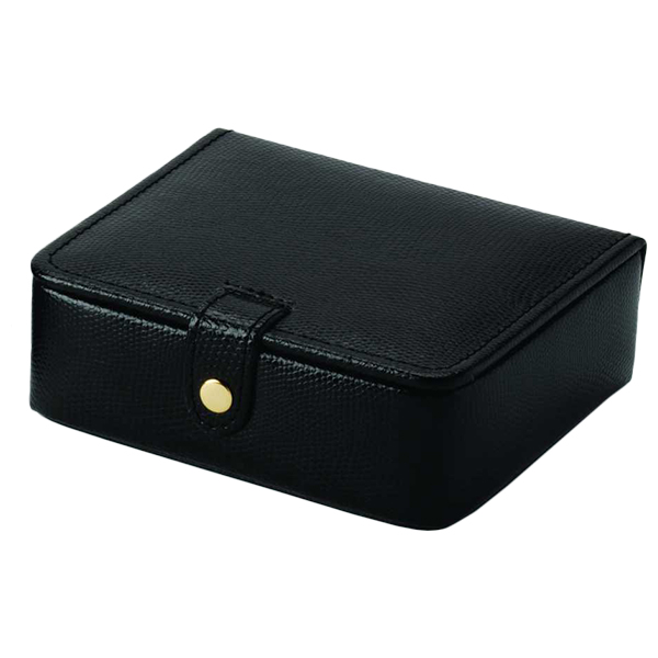 black leather ring box