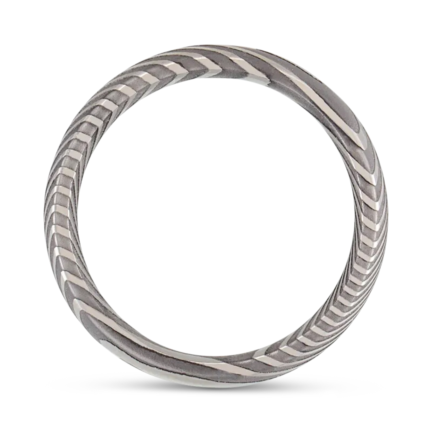 Damascus Steel Half Round Patterned Wedding Band (6mm)