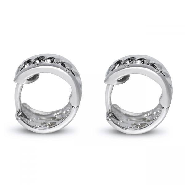 Diamond Accented Huggie Earrings in 14k White Gold (0.20ct)