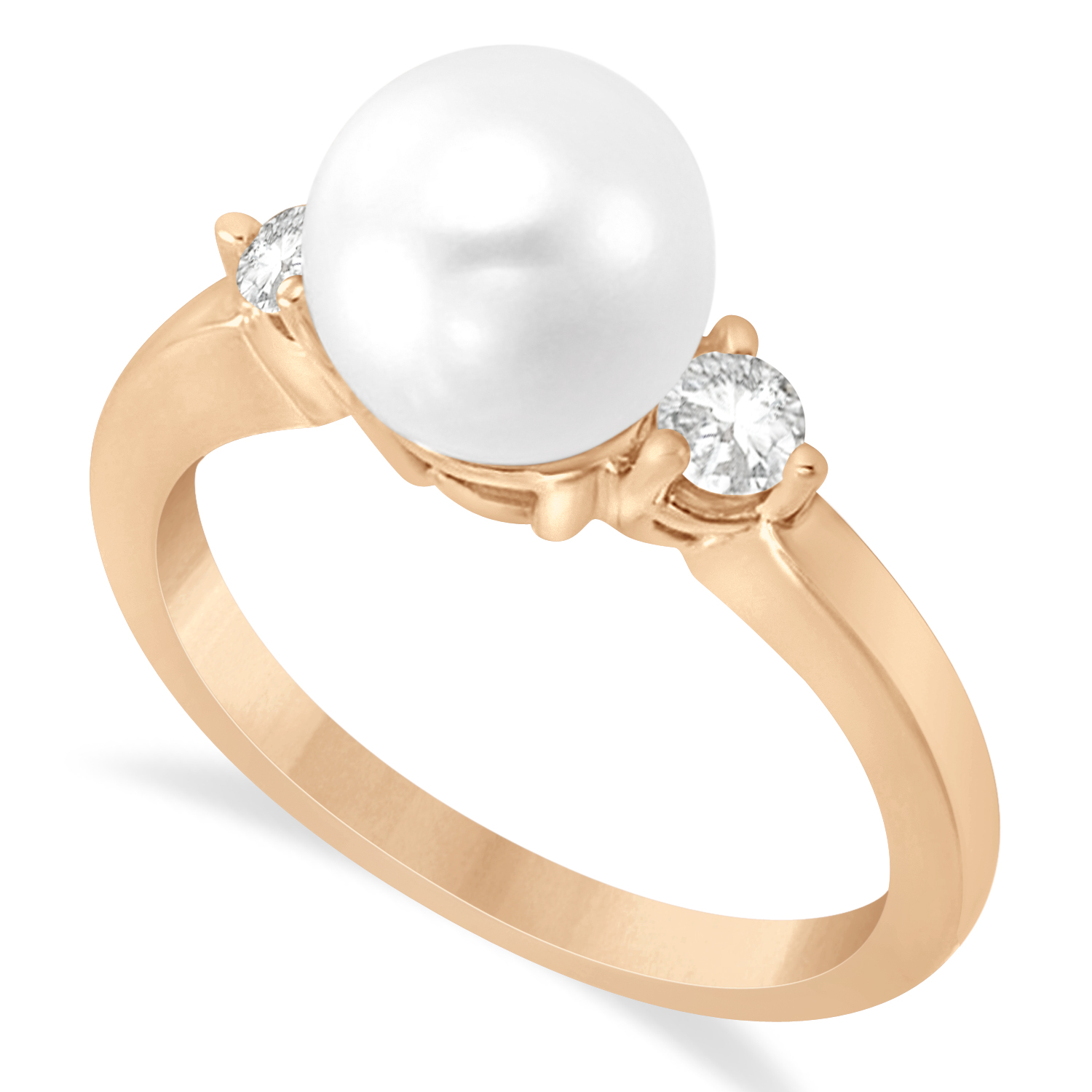Akoya Pearl & Diamond Ring 14k Rose Gold 0.12 ct (3.20mm)