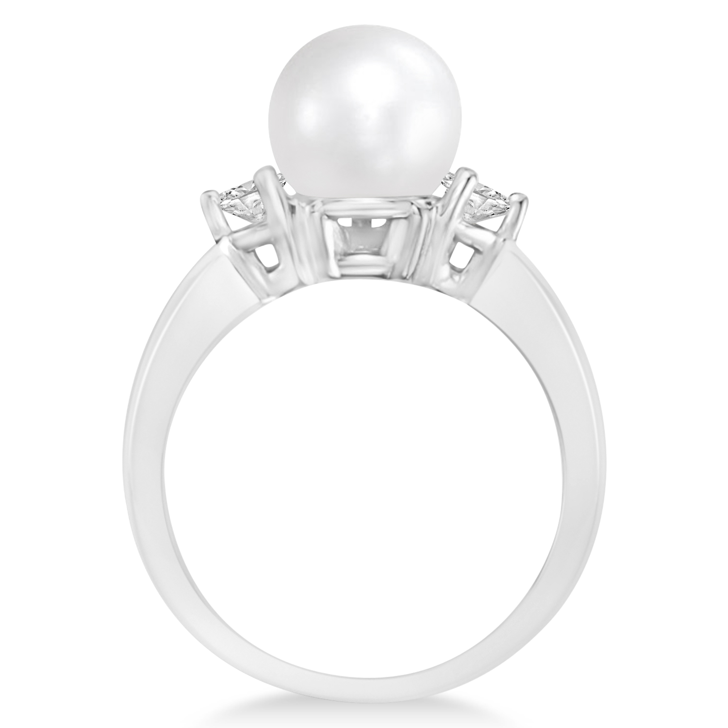 Akoya Pearl & Diamond Ring 14k White Gold 0.12 ct (3.20mm)