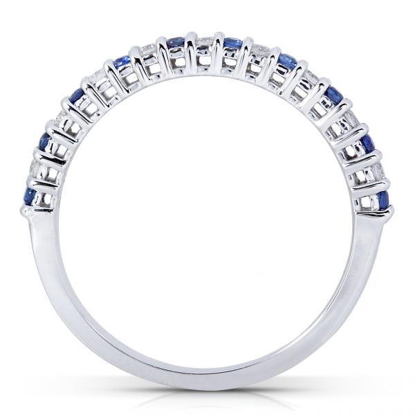 Round Diamond & Blue Sapphire Band in 14kt White Gold (0.25ct)