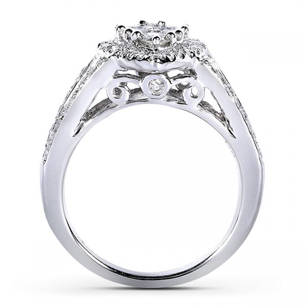 Pear Cluster Diamond & Halo Engagement Ring 14k White Gold (1.00ct)