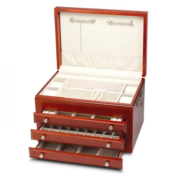 Women's Wooden Mahogany Finish Jewelry Box Chest - RE979