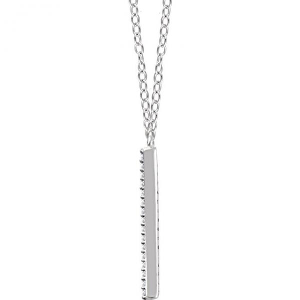 Diamond Chevron Pendant Necklace V-Shaped 14k White Gold (0.16ct)