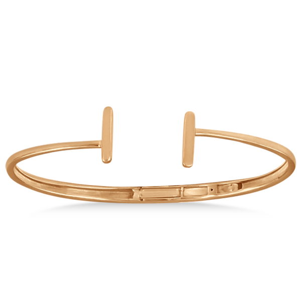 Hinged Cuff Bar T Bracelet In Plain Metal 14k Rose Gold Re1030 Hinged Cuff Bar T Bracelet In Plain Metal 14k