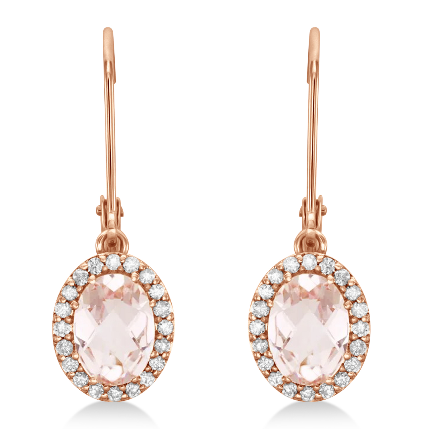 Morganite & Diamond-Accented Drop Earrings 14k Rose Gold (1.92ct)