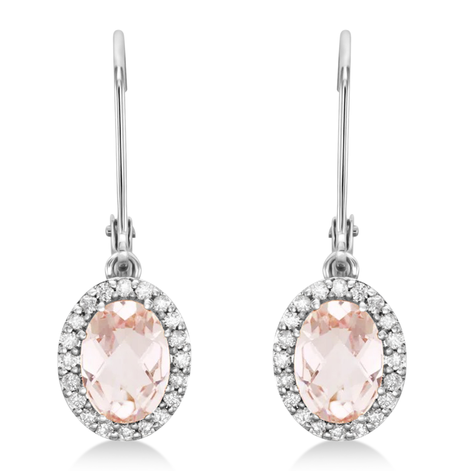 Morganite & Diamond-Accented Drop Earrings 14k White Gold (1.92ct)