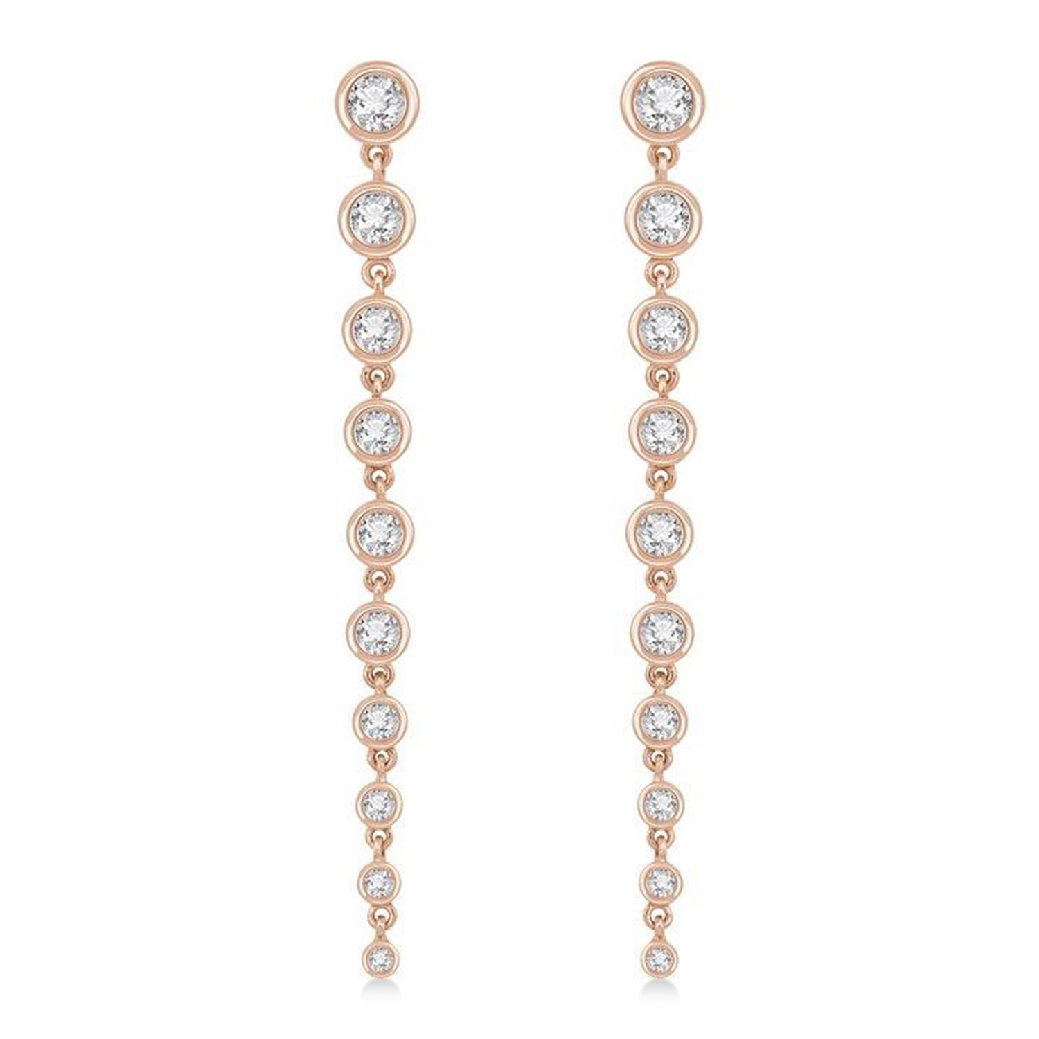 Lab-Grown Diamond Graduated Earrings 14K Rose Gold (1.75ct)