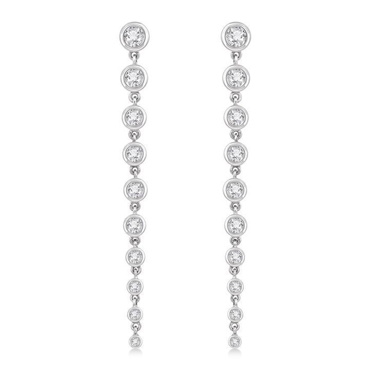 Lab-Grown Diamond Graduated Earrings 14K White Gold (1.75ct)