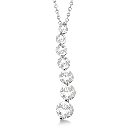 Seven Stone Moissanite Journey Pendant Necklace 14K White Gold 1.50ctw