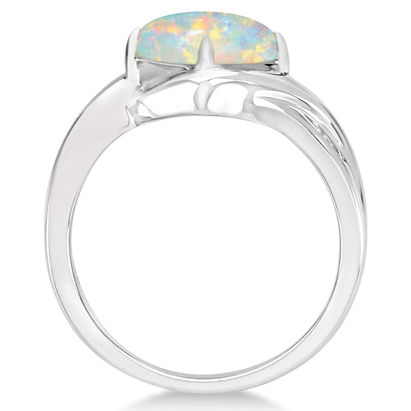 Diamond Accented Opal Fashion Ring in 14k White Gold (1.37ct)