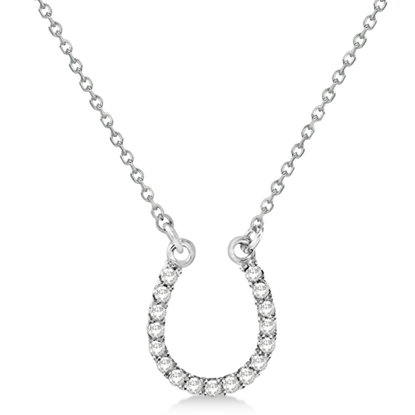 Diamond Horseshoe Pendant Necklace Platinum 0.10ct