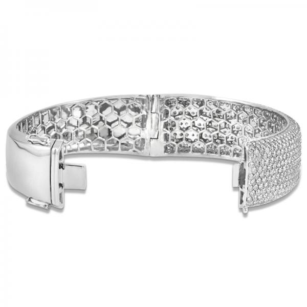 Luxury Diamond Wide Bangle Bridal Bracelet 18k White Gold (15.25ct)