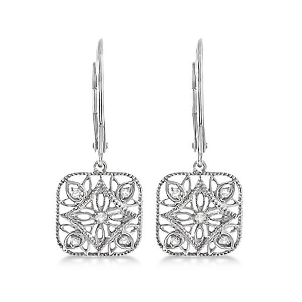 Antique Square Diamond Drop Earrings in Sterling Silver (0.10ct)