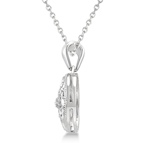 Circle Antique Diamond Pendant Necklace Sterling Silver (0.05ct)