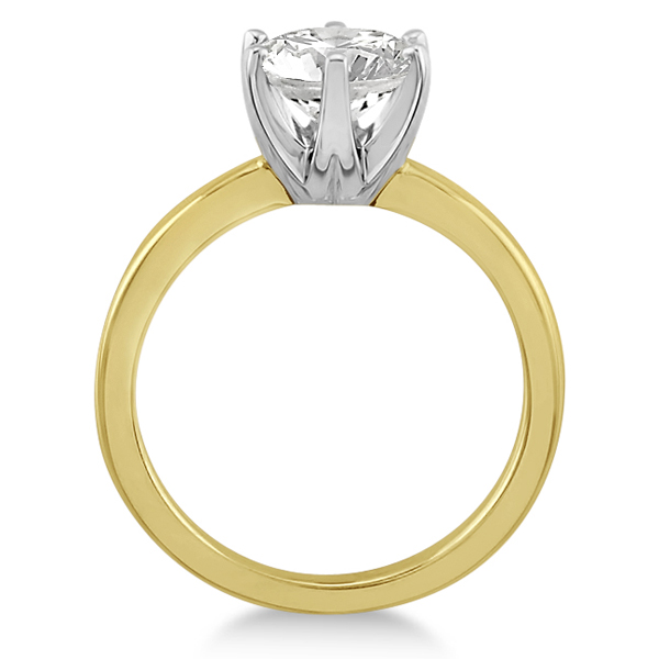 Round Solitaire Moissanite Engagement Ring 14K Yellow Gold 2.00ctw