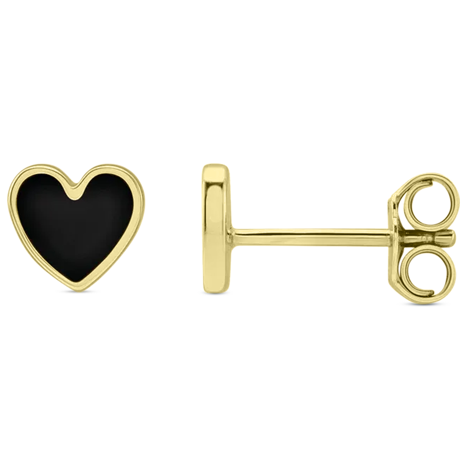 Enamel Heart Stud Earrings 14K Yellow Gold