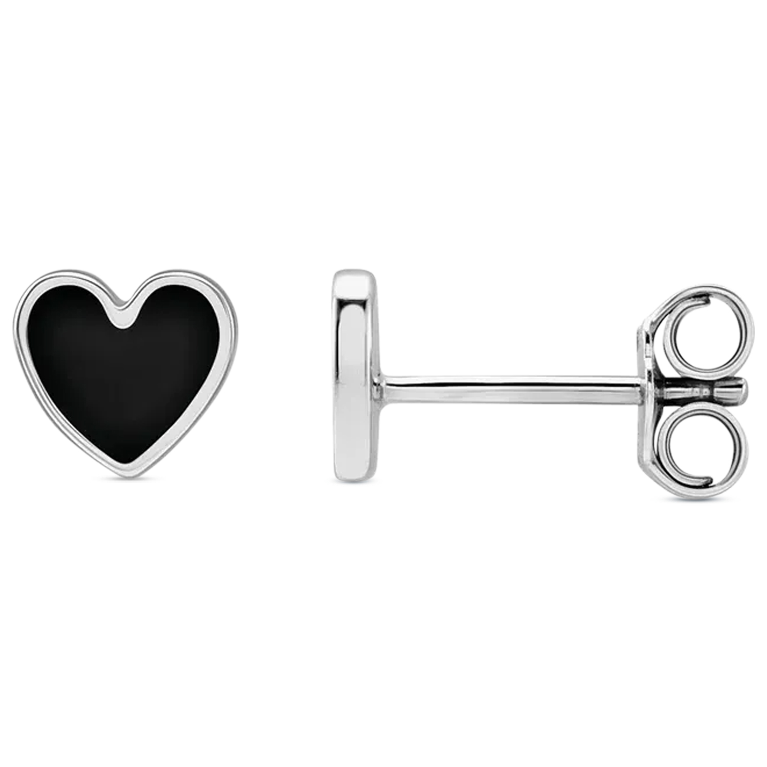 Enamel Heart Stud Earrings 14K White Gold