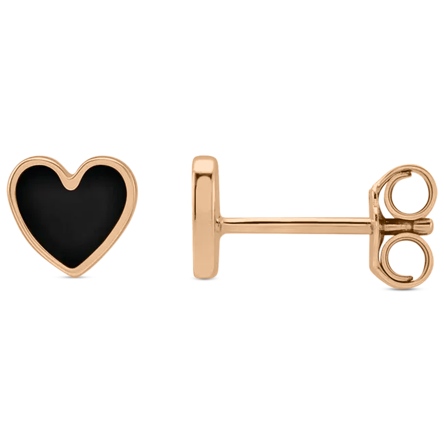 Enamel Heart Stud Earrings 14K Rose Gold
