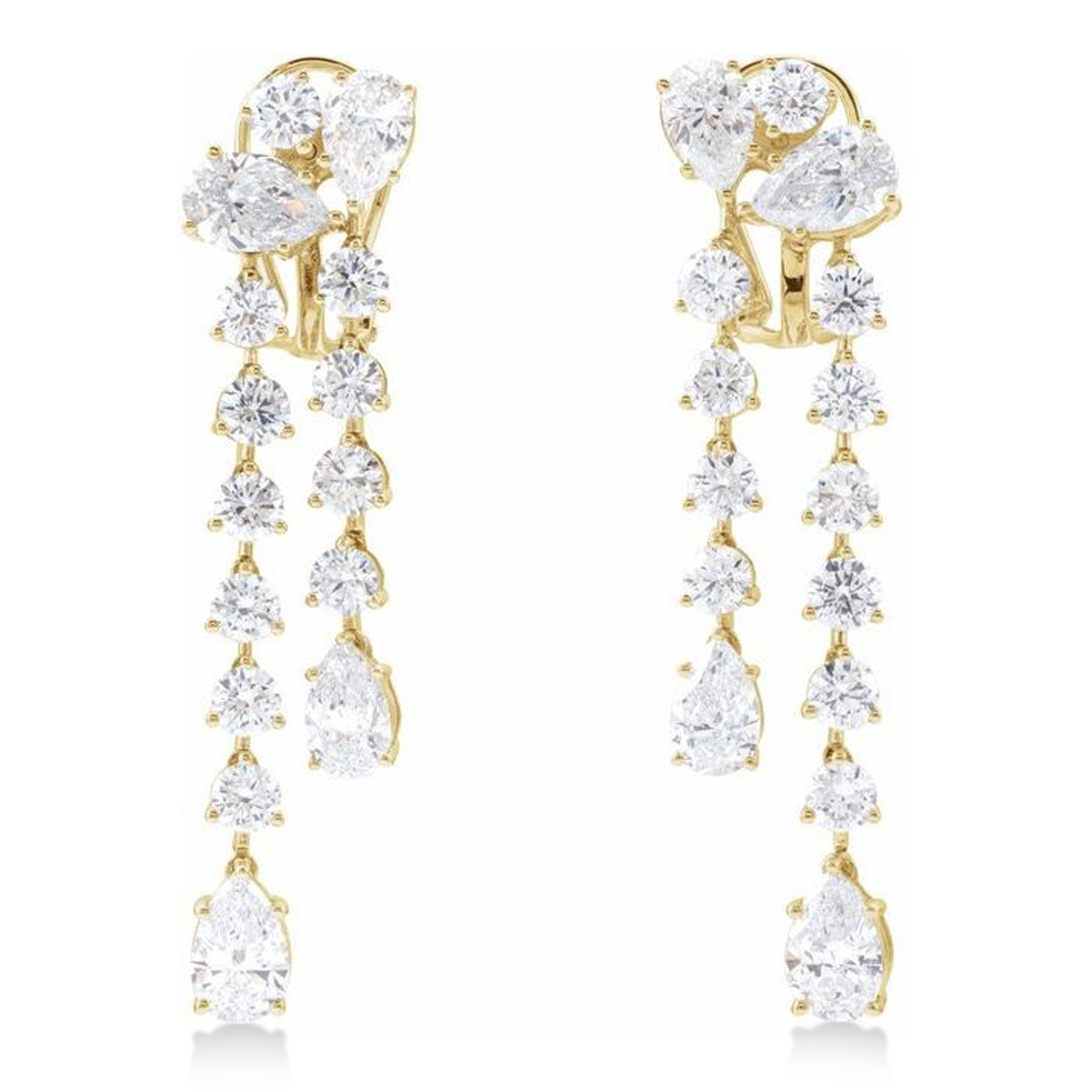 Pear Lab-Grown Diamond Dangle Earrings 14K Yellow Gold (9.50ct)