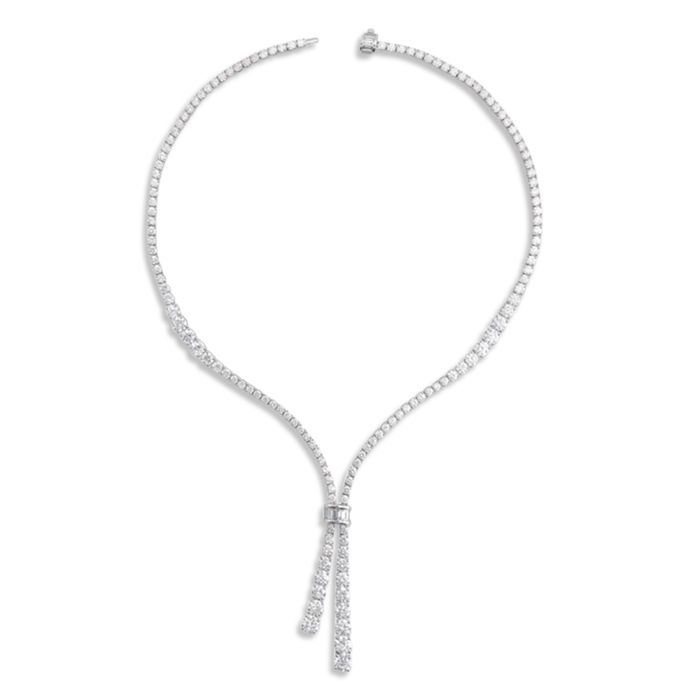 Lab Grown Diamond Lariat Necklace 14K White Gold (26.2ct