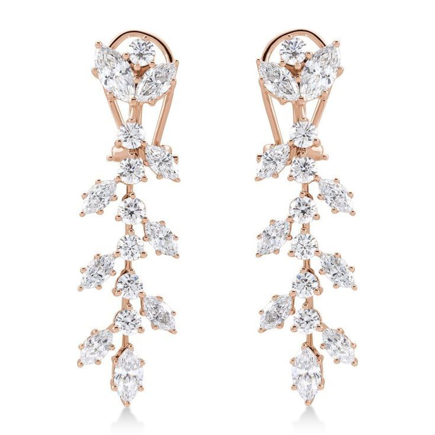 Marquise Lab-Grown Diamond Chandelier Earrings 14K Rose Gold (4.25ct)