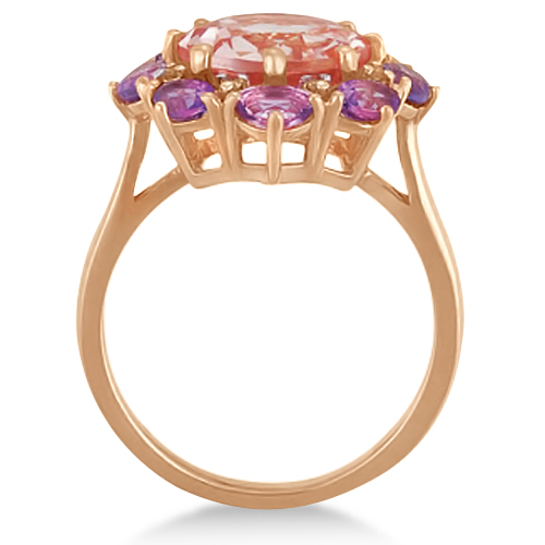 Diamond, Amethyst, and Morganite Flower Ring 14k Rose Gold (4.84ct)