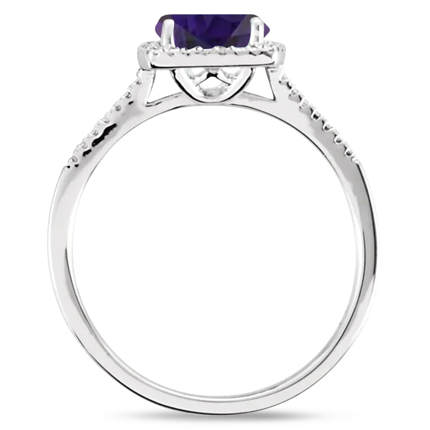 Natural Amethyst & Diamond Ring Sterling Silver (1.21ct)
