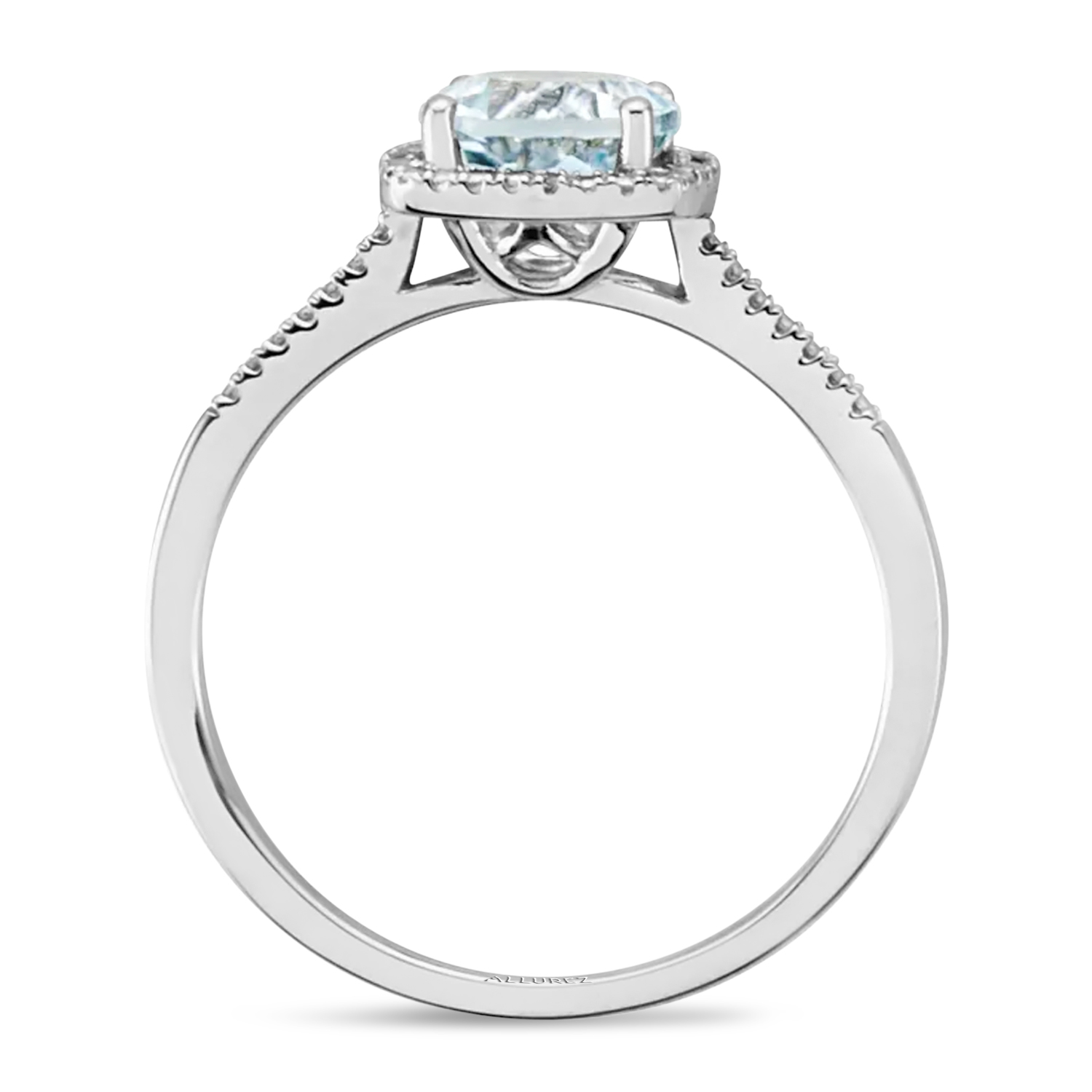 Natural Aquamarine & Diamond Ring Sterling Silver (1.26ct)