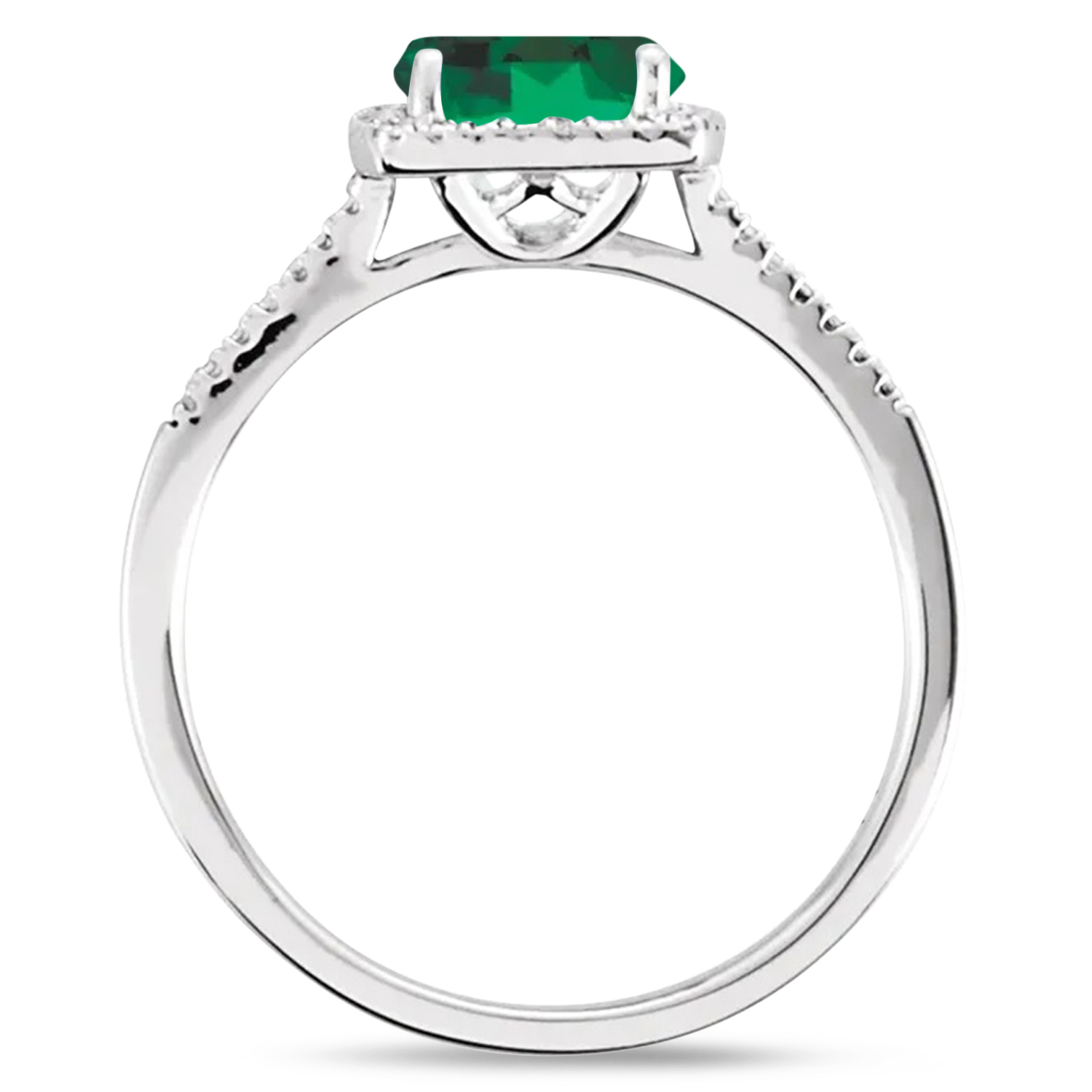 Lab Grown Emerald & Natural Diamond Ring Sterling Silver (1.20ct)