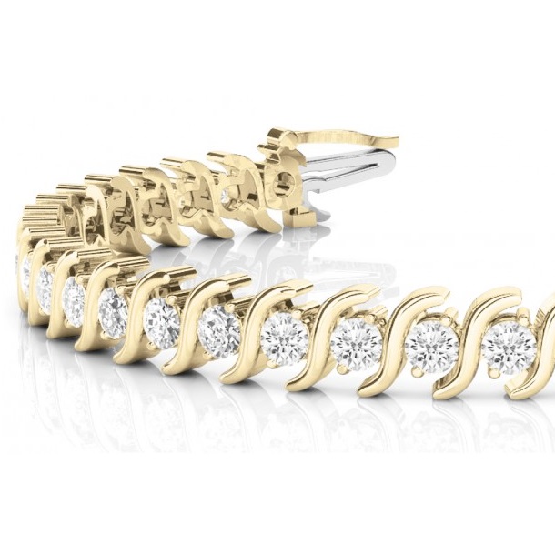 Diamond Tennis S Link Bracelet 18k Yellow Gold (5.00ct)