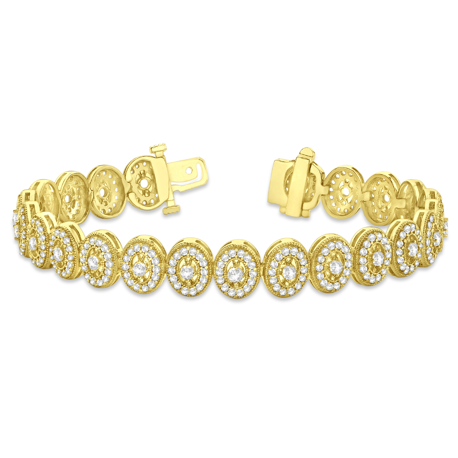 Diamond Halo Vintage Bracelet 18k Yellow Gold (5.01ct)