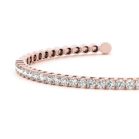 Diamond Open Cuff Bangle Tennis Bracelet 14k Rose Gold (1.05ct)